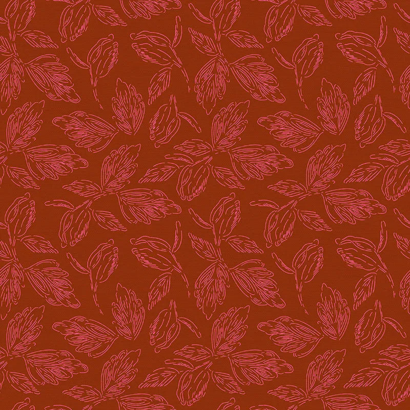 Large Outline Leaf - Maroon