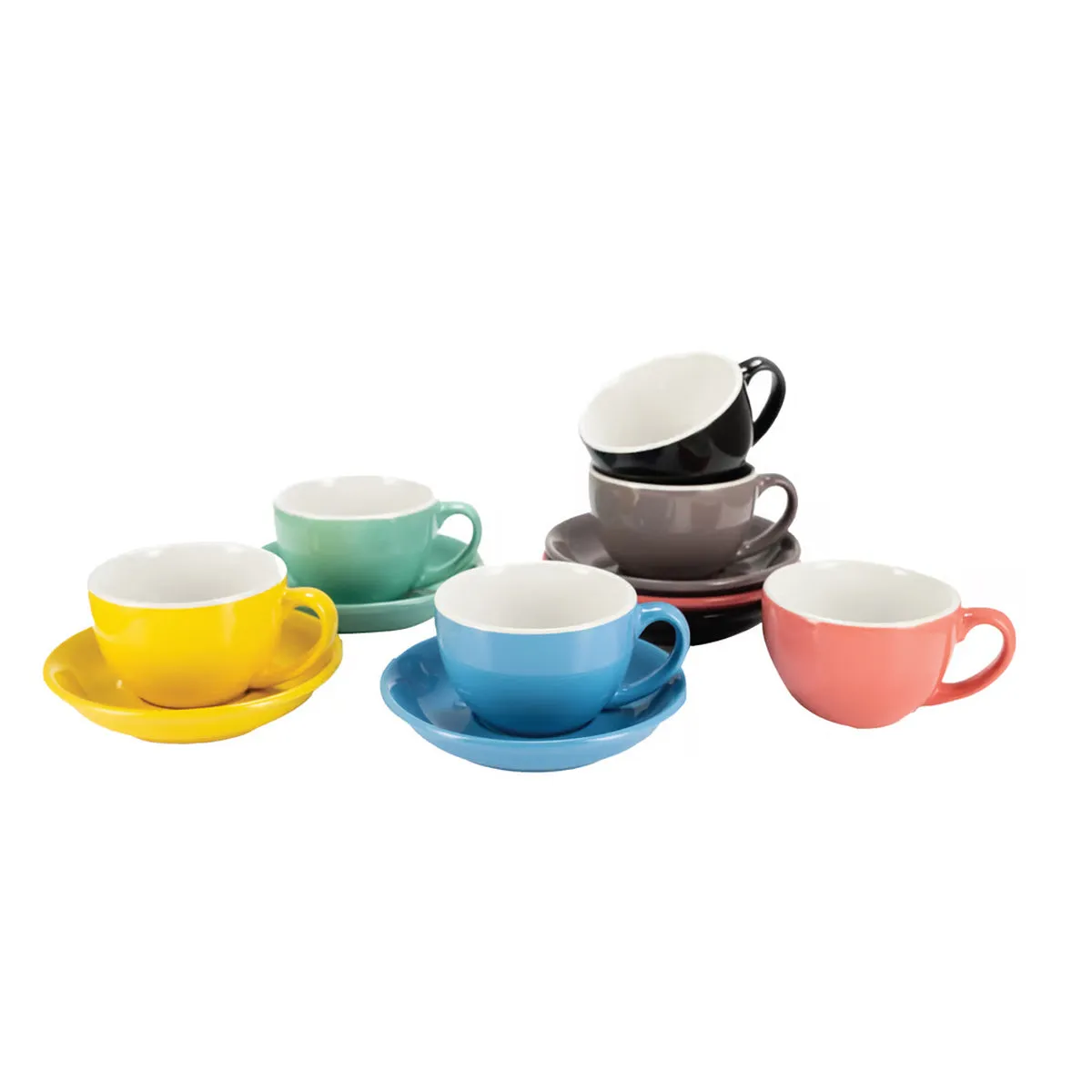 Latte cups with saucer 200ml (Assorted Color)