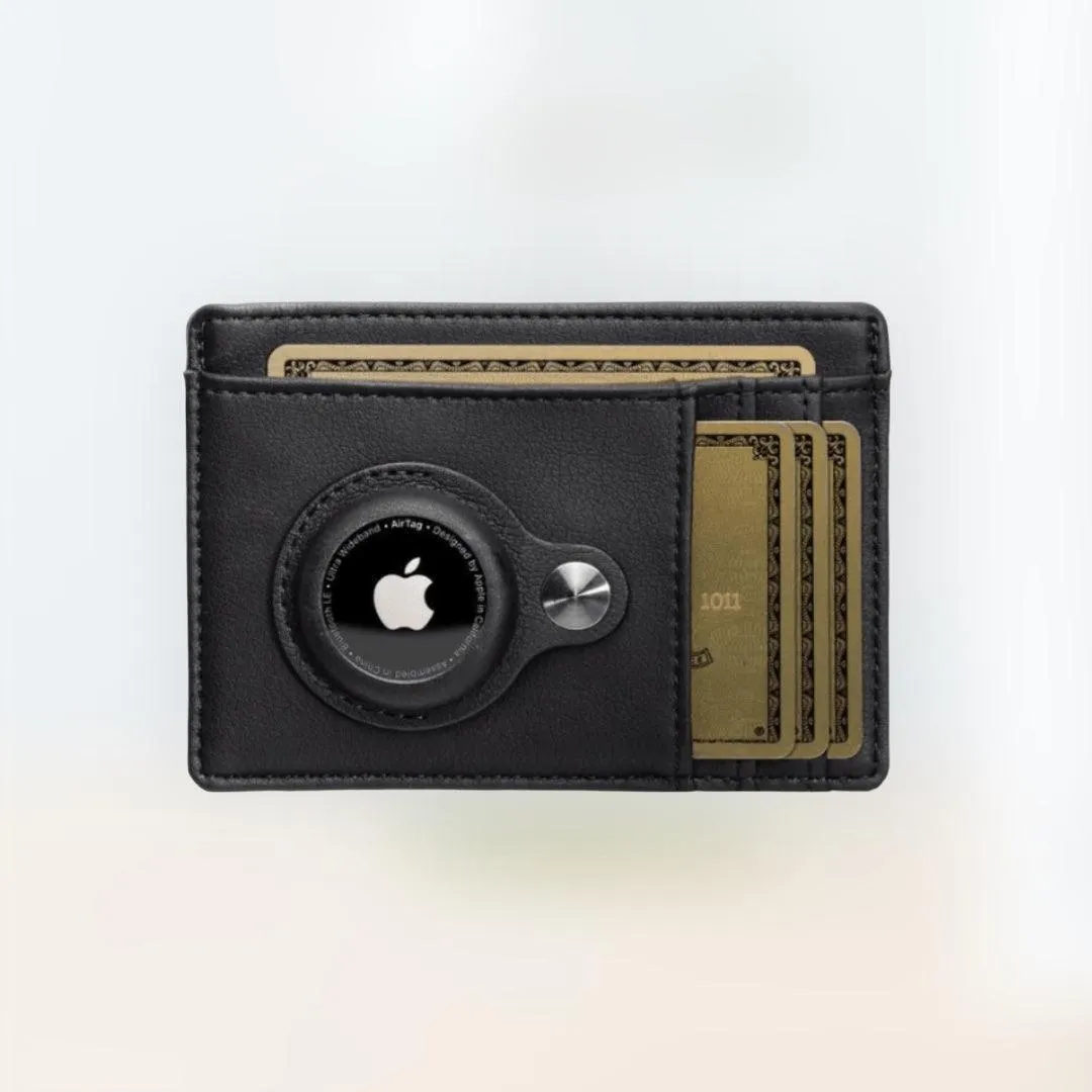 Leather AirTag Wallet - Black