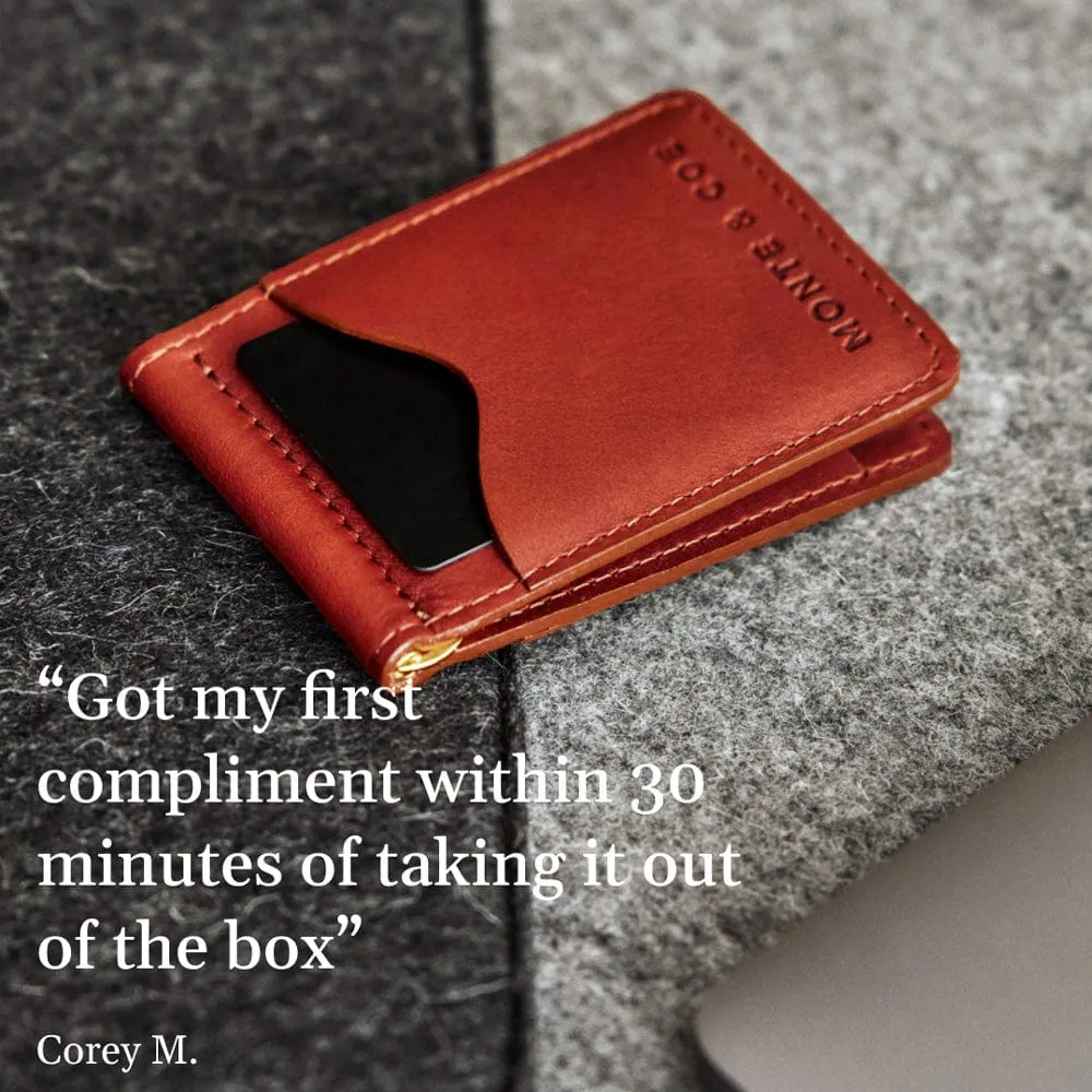 Leather Wallet with Money Clip in Black