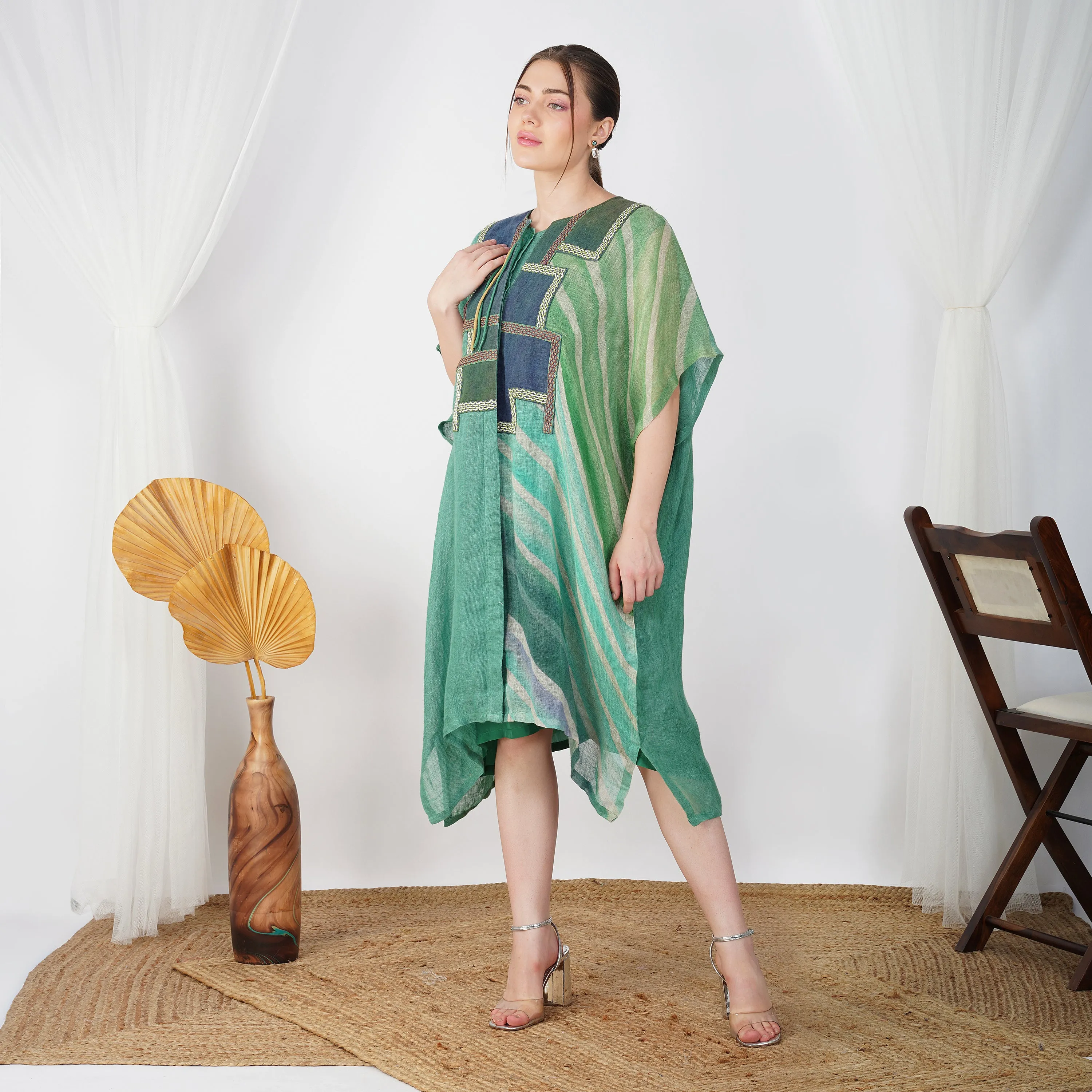 Lehriya Patchy Dress with Motif