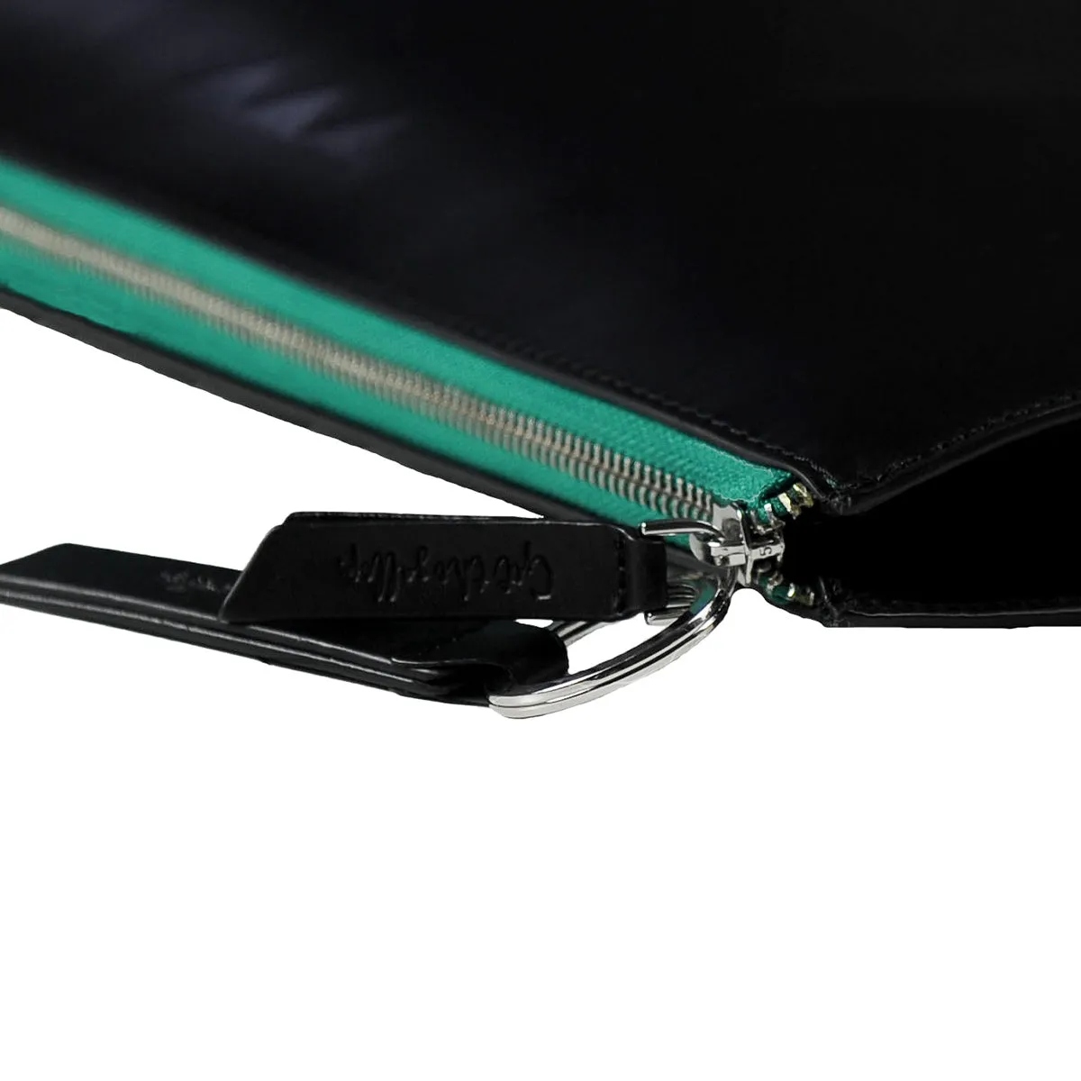 Lisen Laptop Case in Veg. Tanned Leather - Black & Green