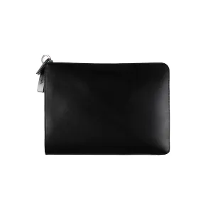 Lisen Laptop Case in Veg. Tanned Leather - Black & Green