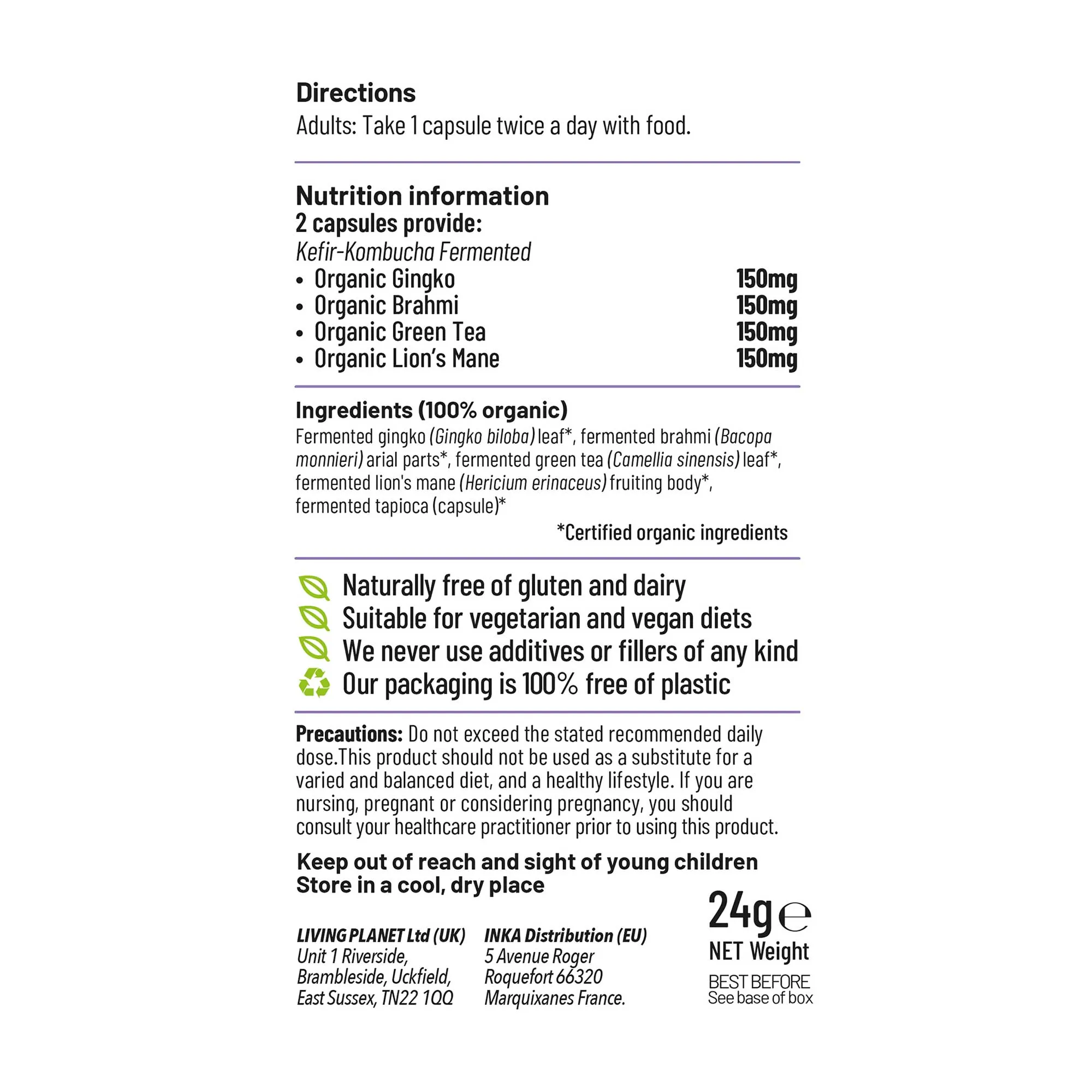 Living Nutrition Fermented Natural Nootropic 60 Caps