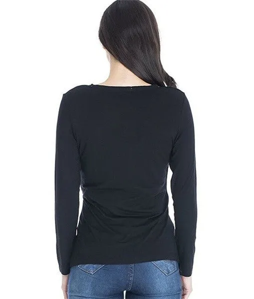 Long Sleeve Breastfeeding Tops Women Nursing T-shirt Cotton
