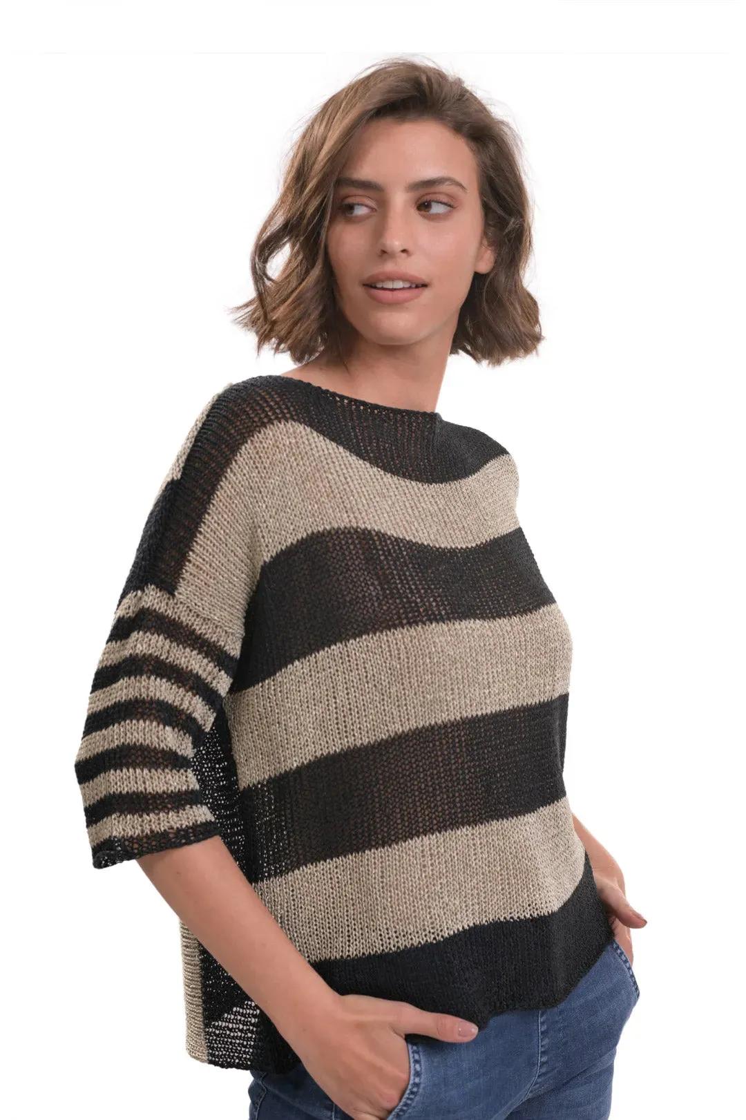 Luxe Reversible Sweater, Stone