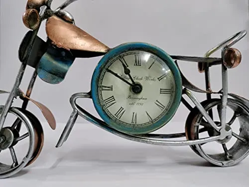 maycreation® Wrought Iron Antique Bike Design Table Clock – Elegant Home Décor Showpiece, Item for Stylish Interiors