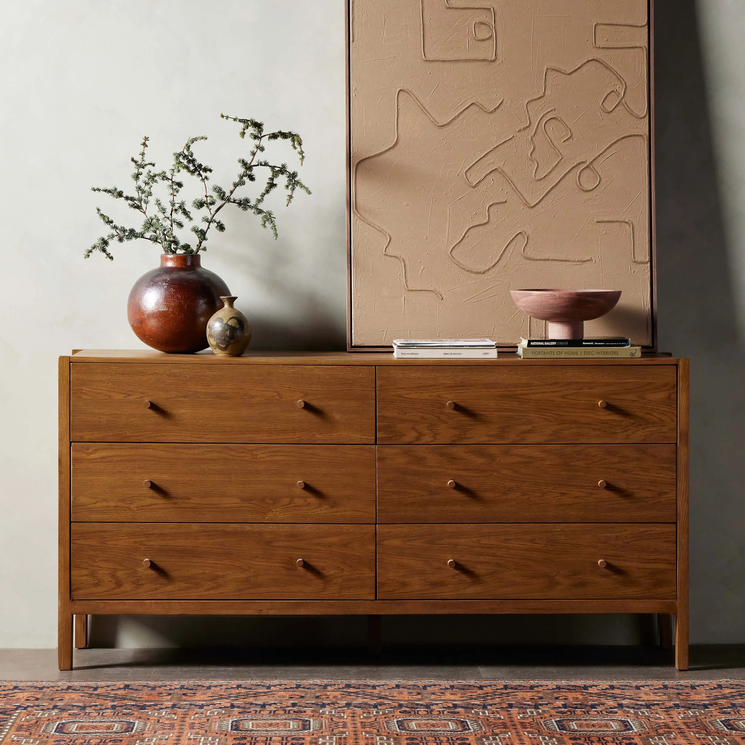 Meadown 6 Drawer Dresser, Tawny Oak
