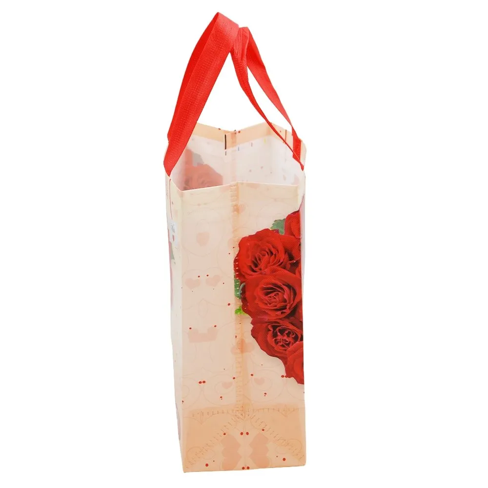 Medium Red Heart Roses Printed PP Non-Woven Bag