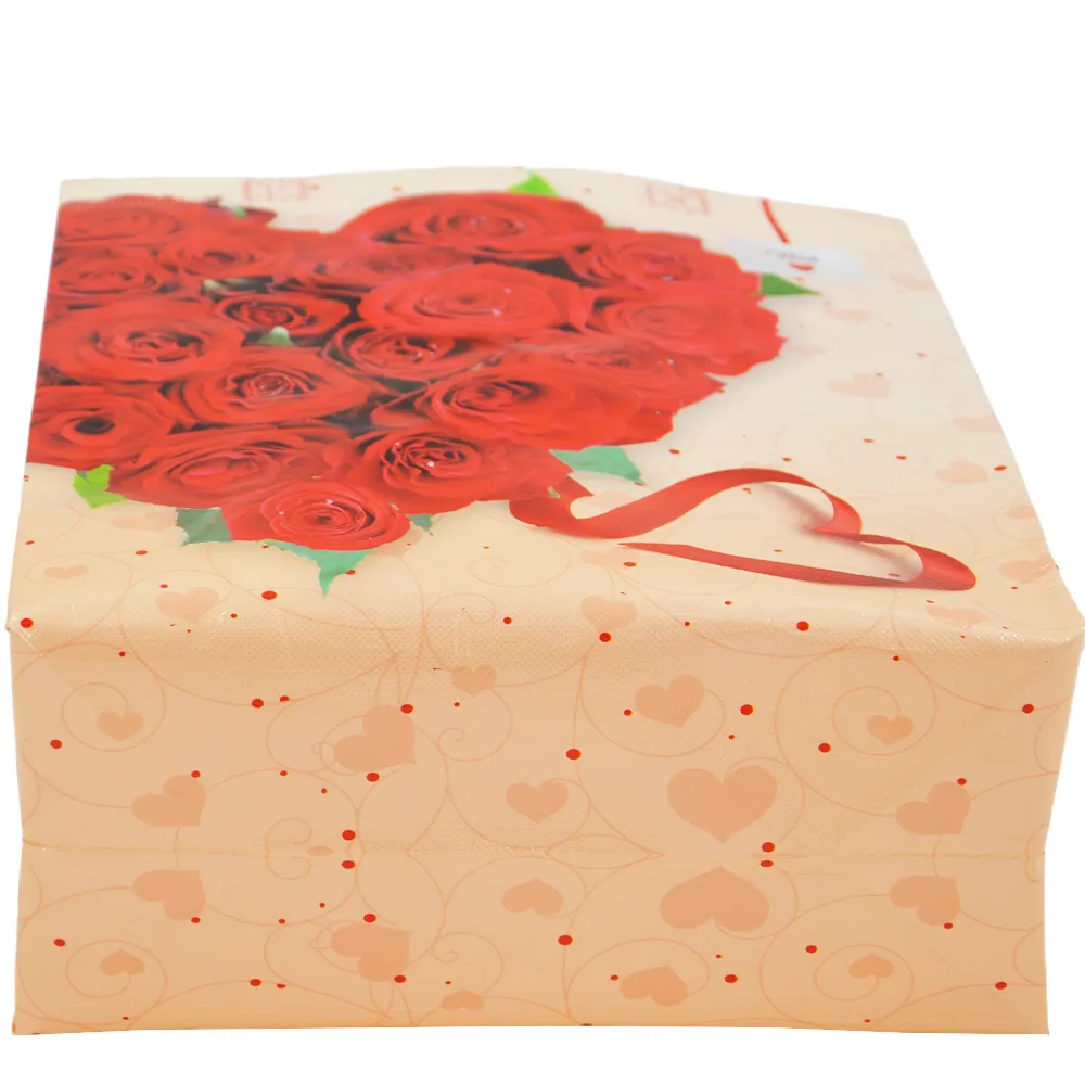 Medium Red Heart Roses Printed PP Non-Woven Bag