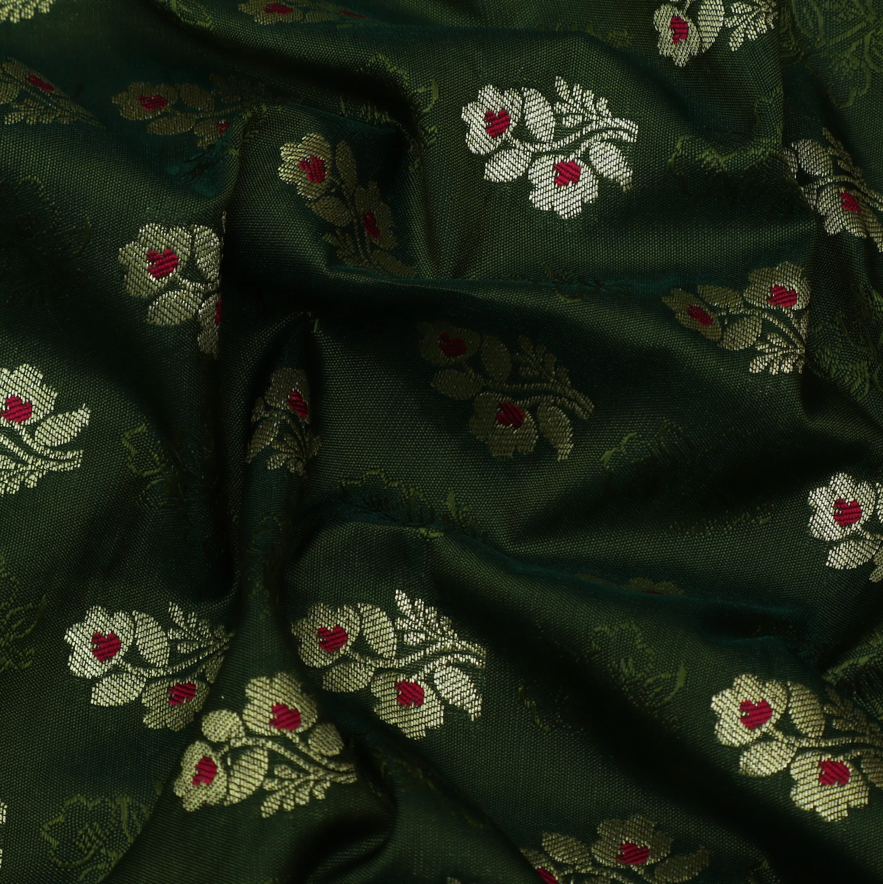 Mehndi Color Katan Meena Booti Brocade Fabric