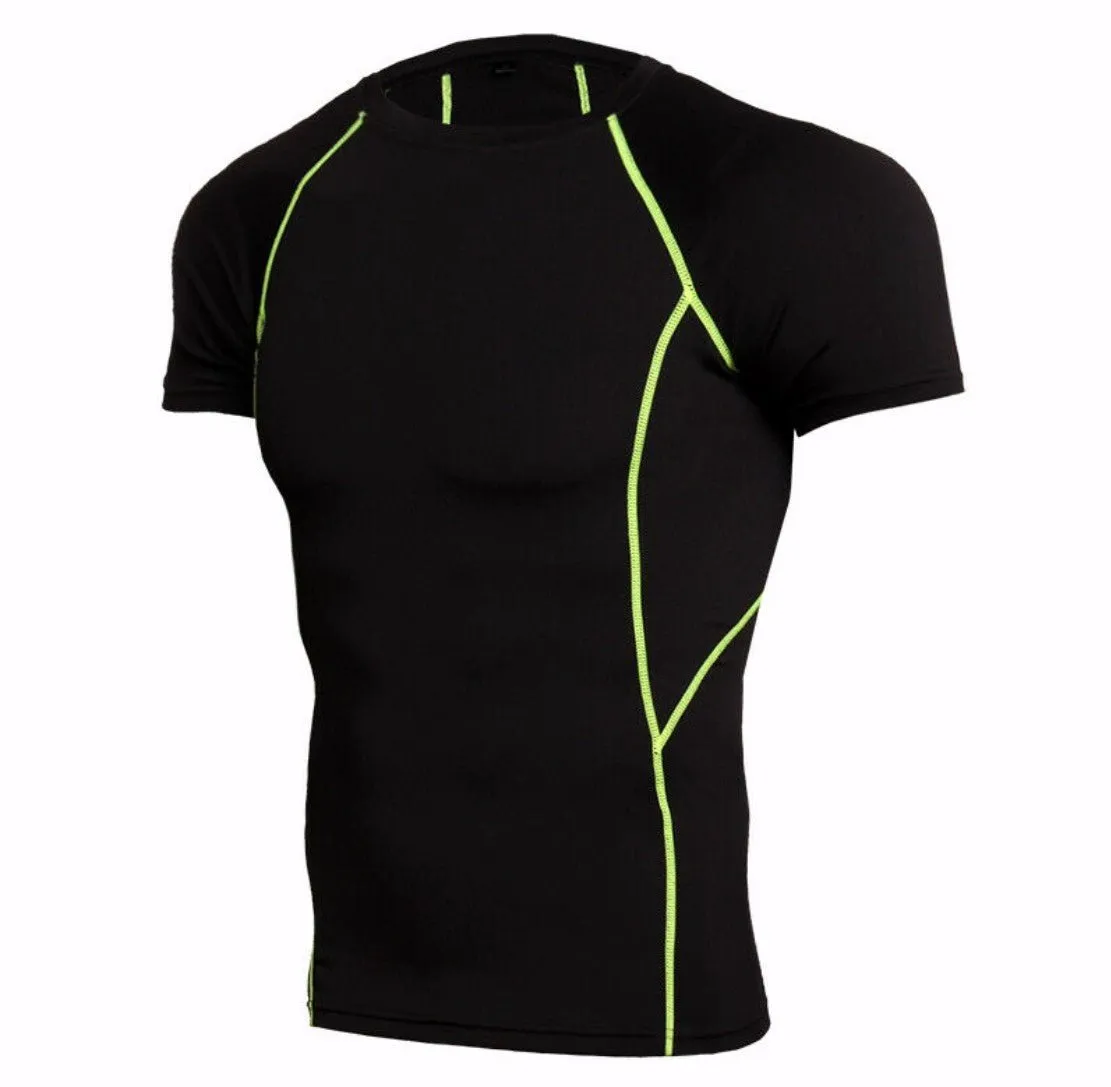 Men Workout Gym T-shirts High Elastic Quick Dry Running Set