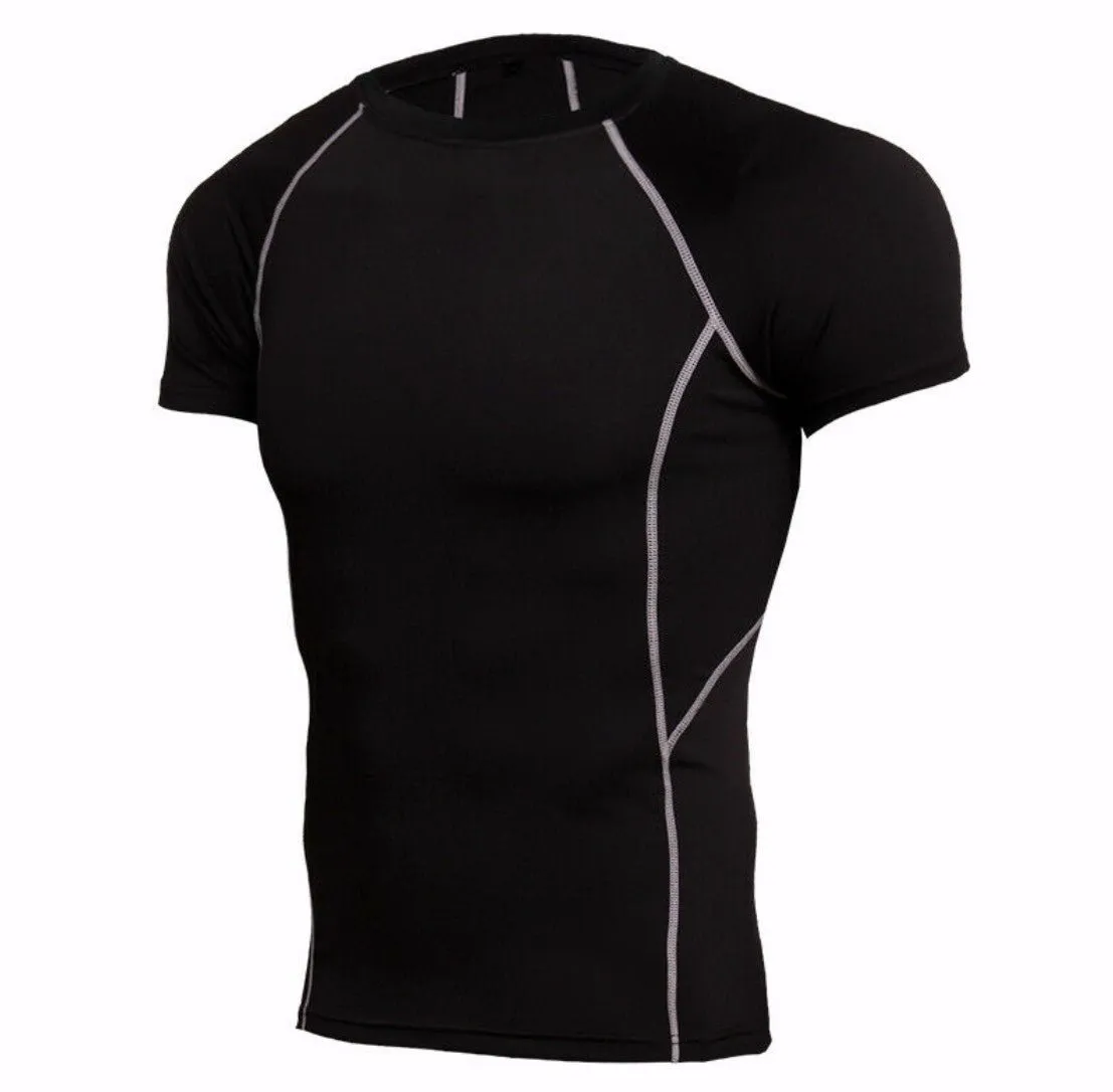 Men Workout Gym T-shirts High Elastic Quick Dry Running Set