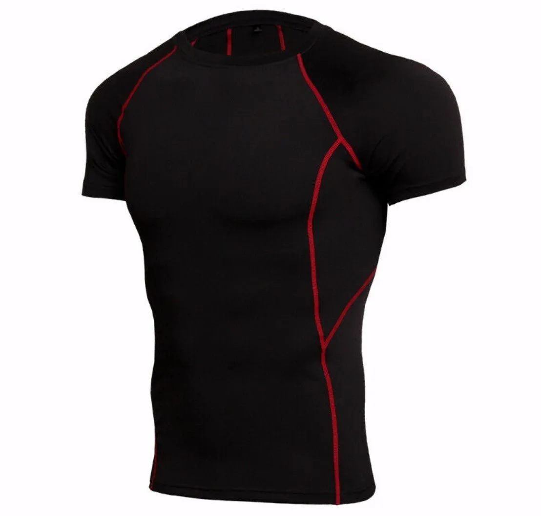 Men Workout Gym T-shirts High Elastic Quick Dry Running Set