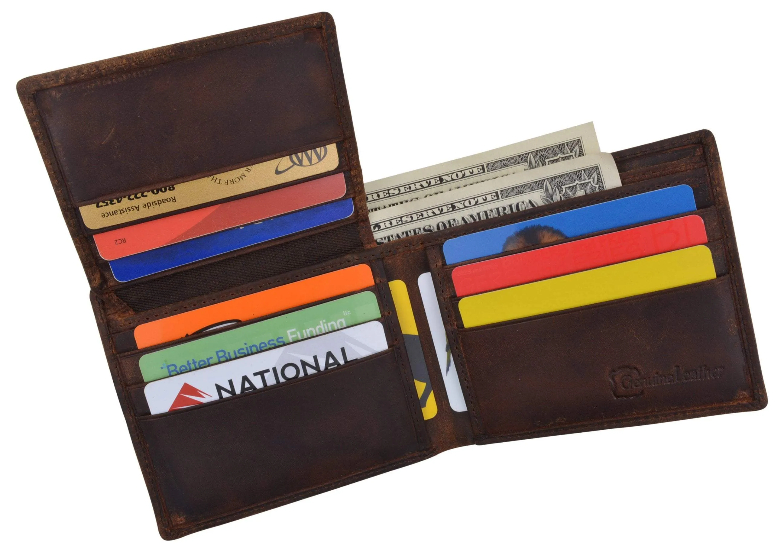 Men's Horse Printed Logo Genuine Leather RFID Blocking Bifold Wallet