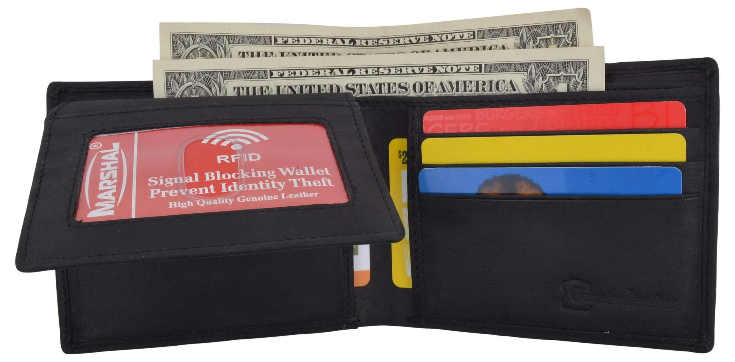 Men's Horse Printed Logo Genuine Leather RFID Blocking Bifold Wallet