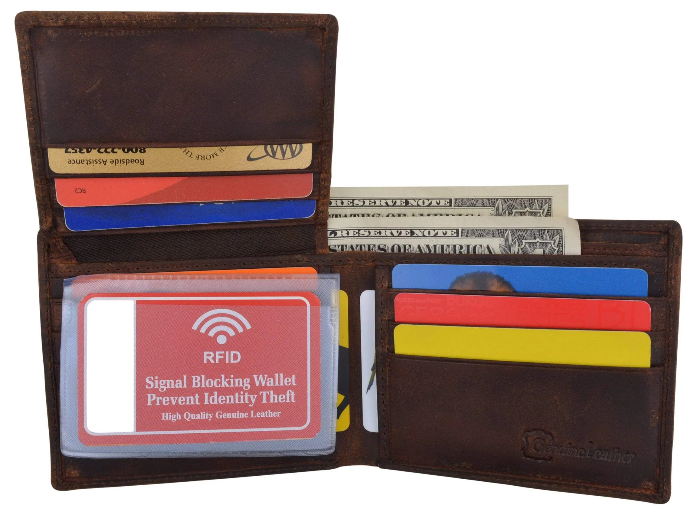 Men's Horse Printed Logo Genuine Leather RFID Blocking Bifold Wallet