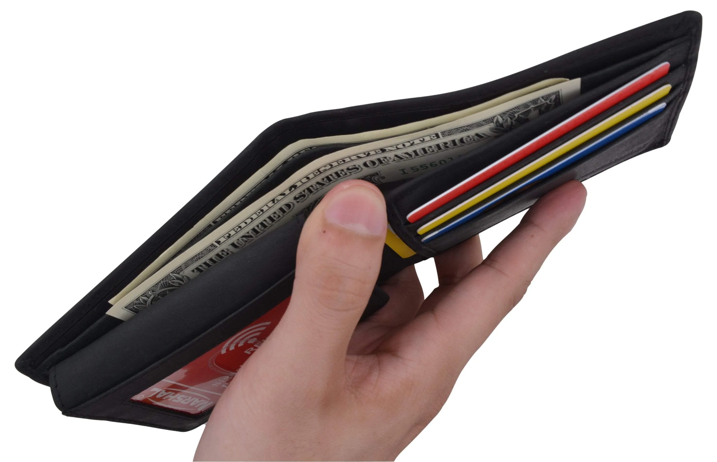 Men's Horse Printed Logo Genuine Leather RFID Blocking Bifold Wallet