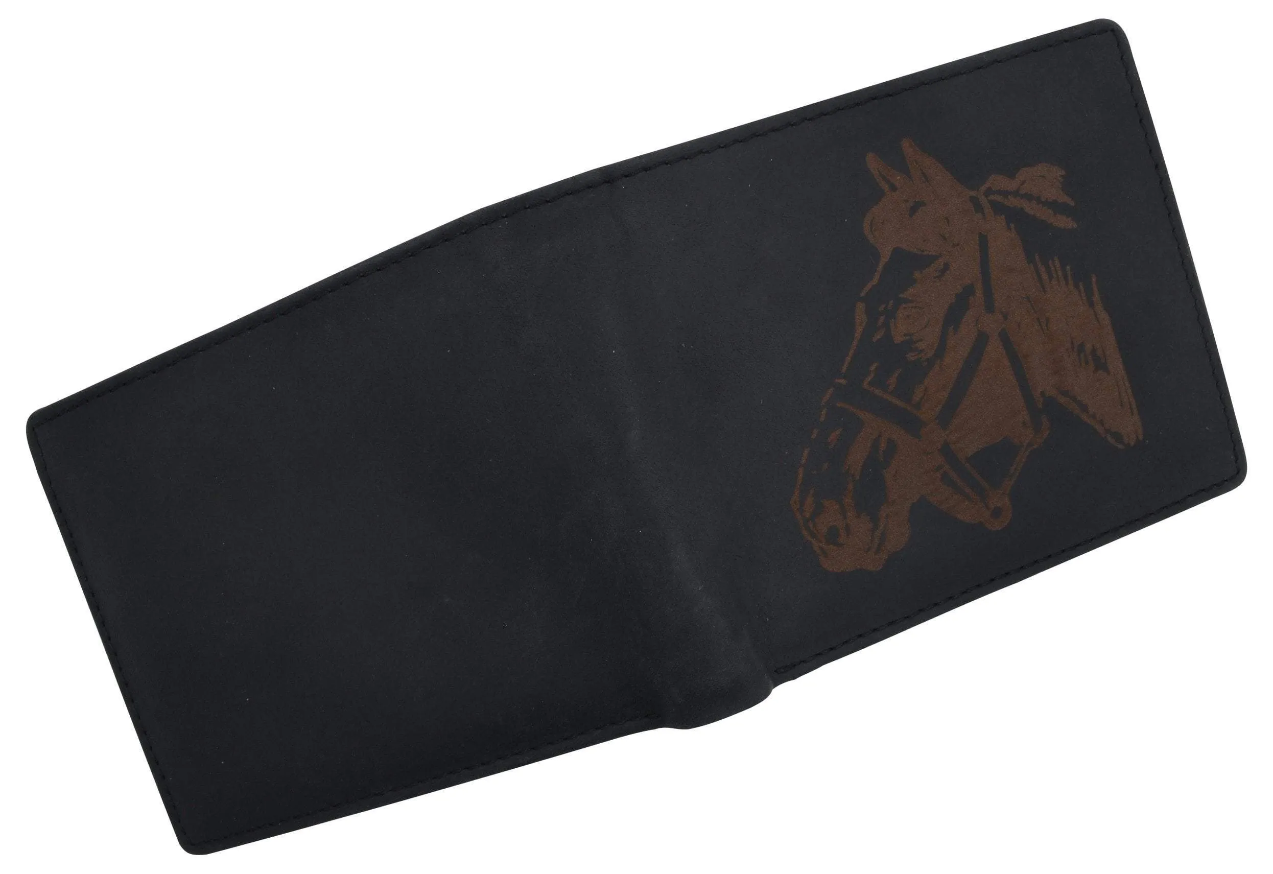 Men's Horse Printed Logo Genuine Leather RFID Blocking Bifold Wallet