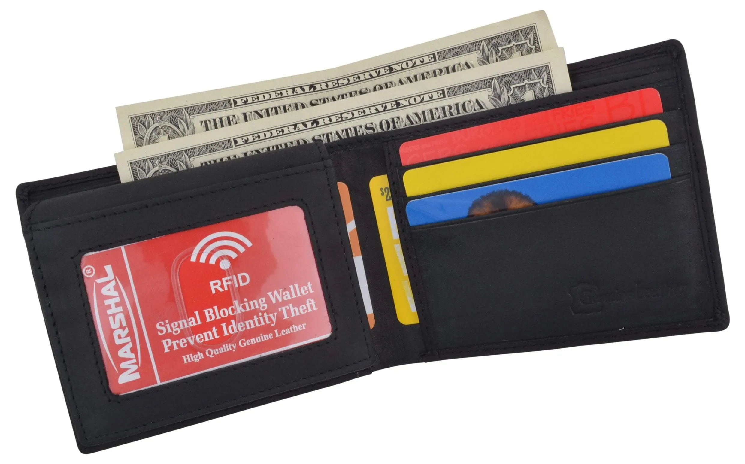 Men's Horse Printed Logo Genuine Leather RFID Blocking Bifold Wallet
