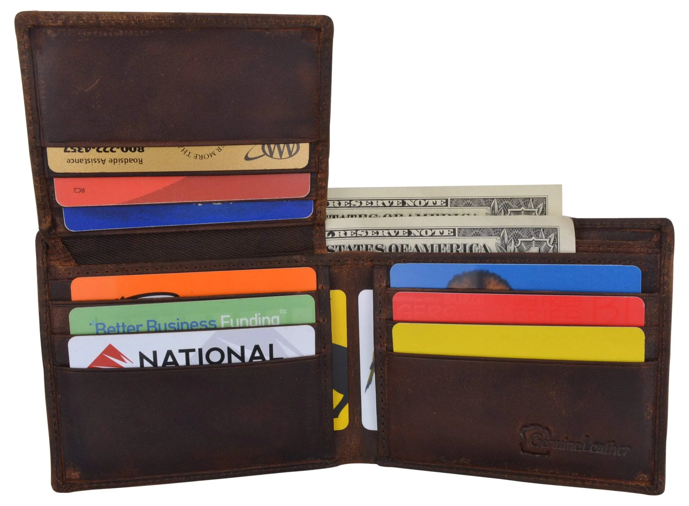 Men's Horse Printed Logo Genuine Leather RFID Blocking Bifold Wallet