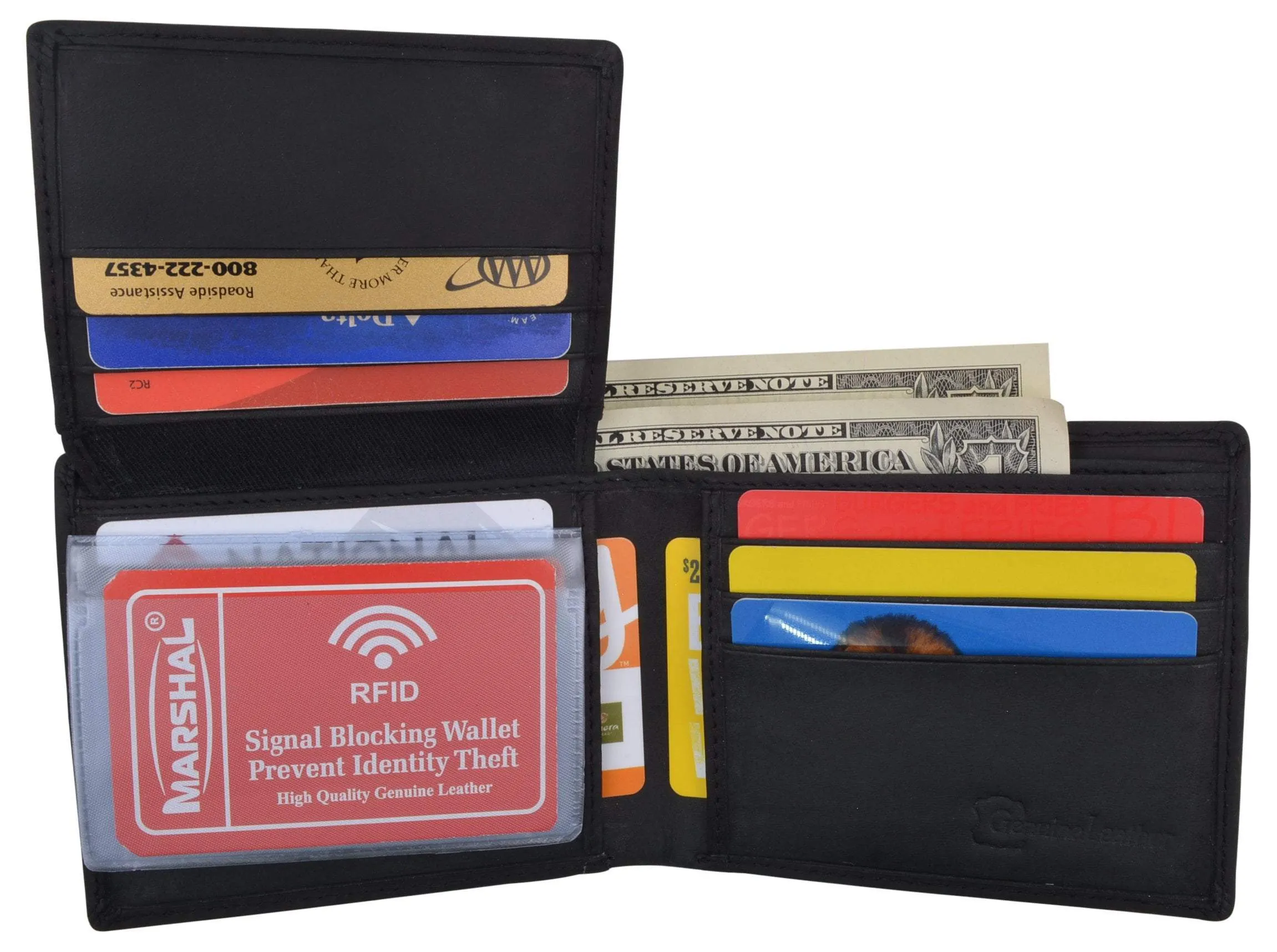 Men's Horse Printed Logo Genuine Leather RFID Blocking Bifold Wallet