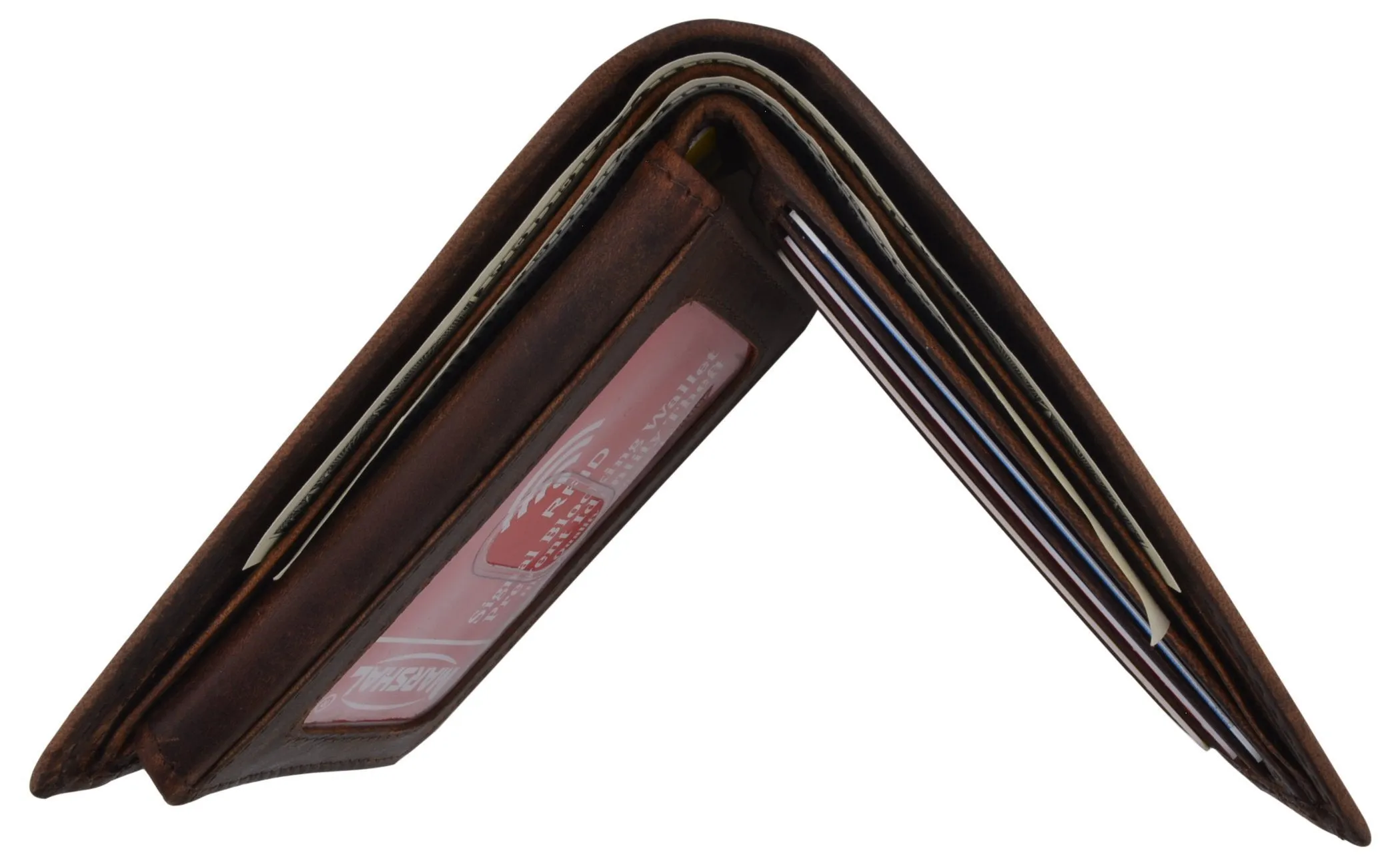 Men's Horse Printed Logo Genuine Leather RFID Blocking Bifold Wallet