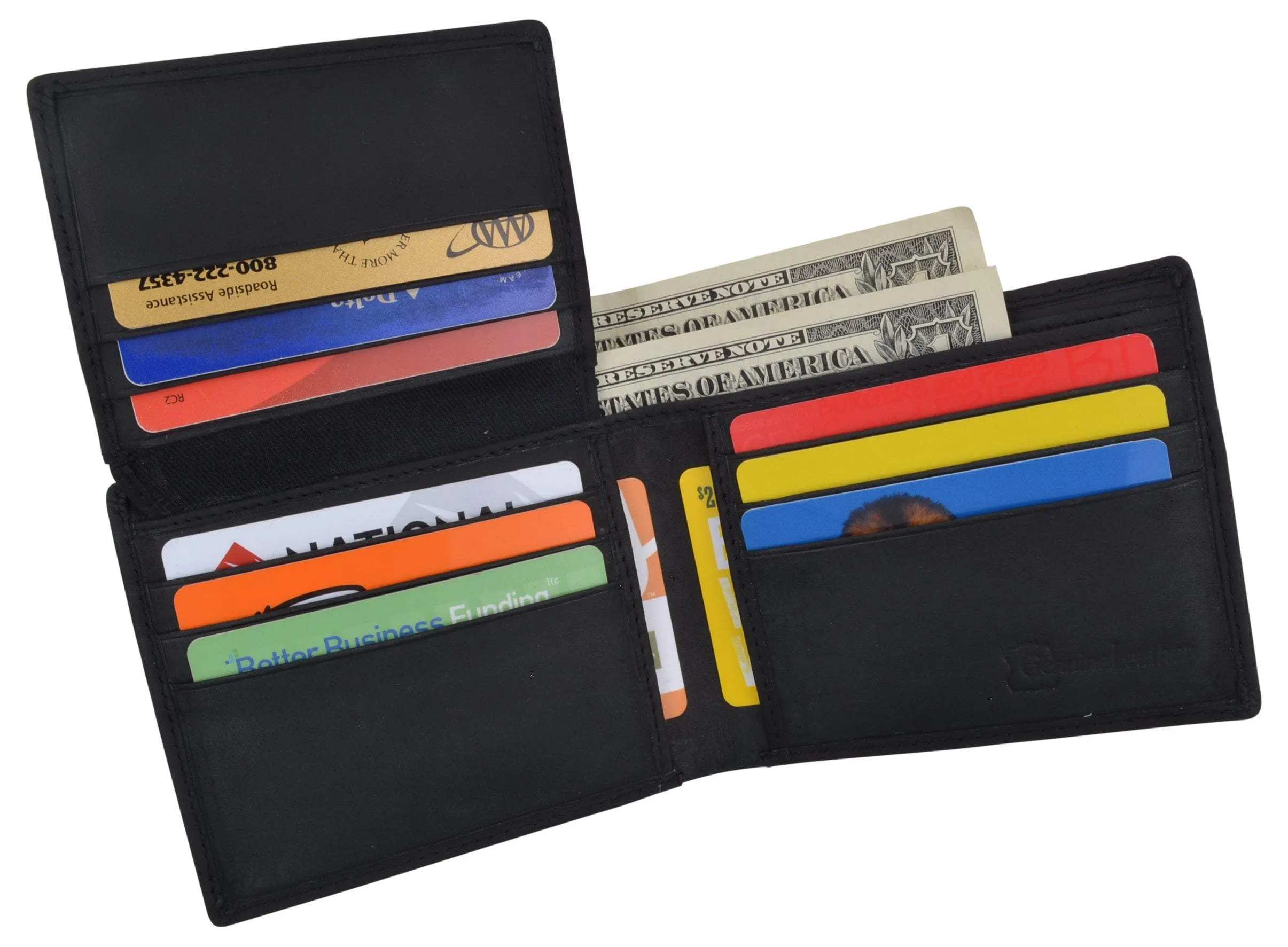 Men's Horse Printed Logo Genuine Leather RFID Blocking Bifold Wallet
