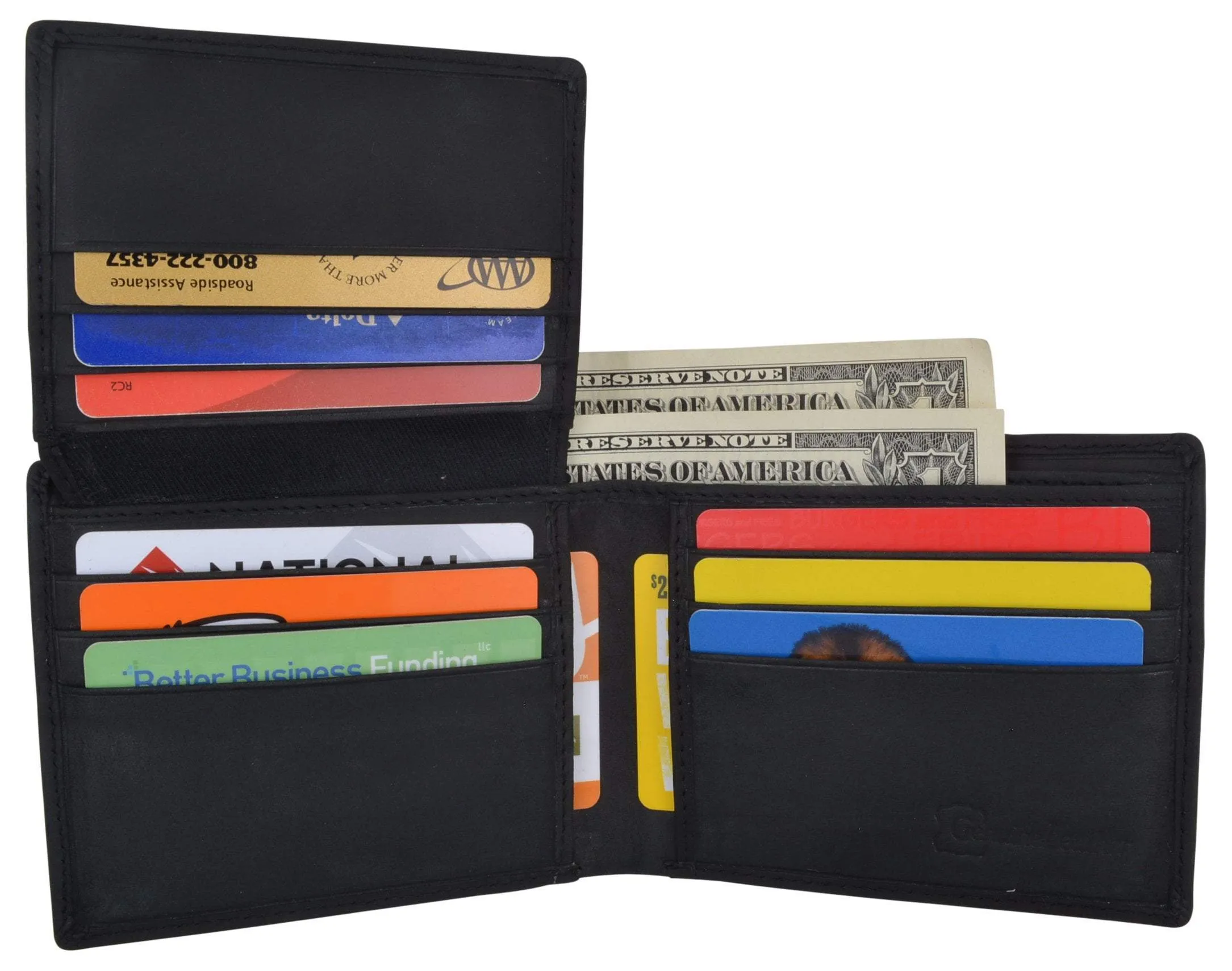 Men's Horse Printed Logo Genuine Leather RFID Blocking Bifold Wallet