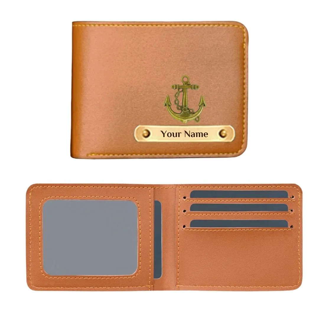 Mens Personalized Wallet with Name & Charms - Tan