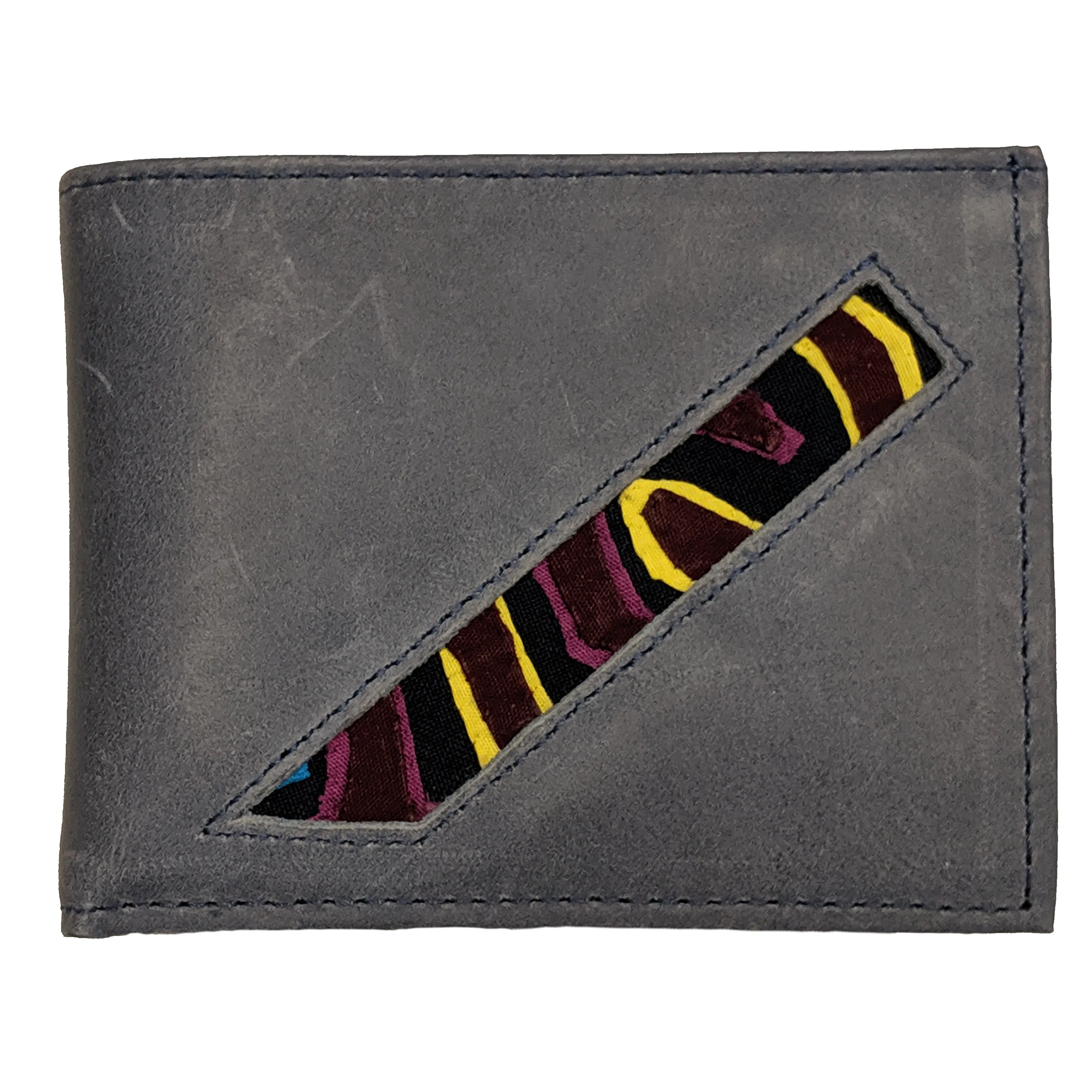 Men's Suede/Leather Wallets with Mola Decoration