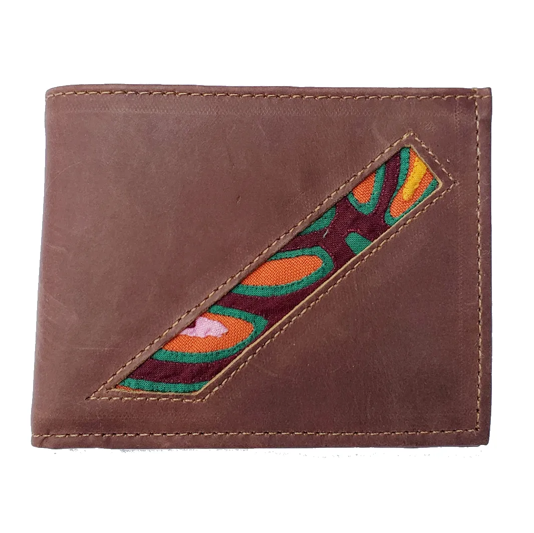Men's Suede/Leather Wallets with Mola Decoration