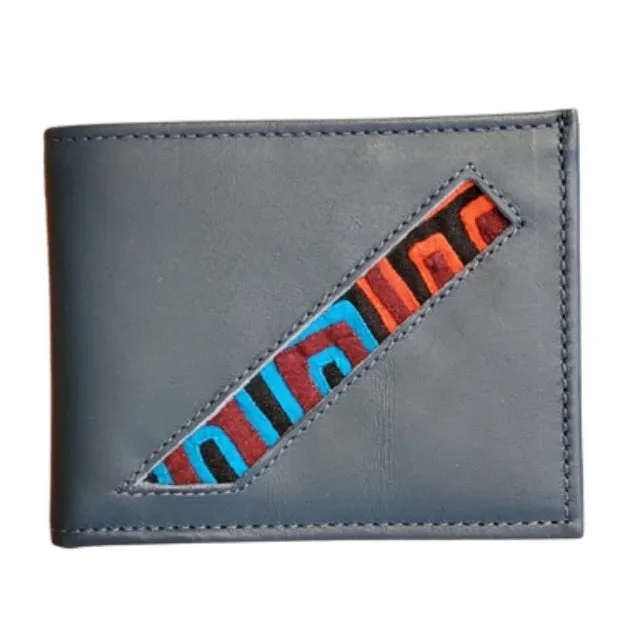 Men's Suede/Leather Wallets with Mola Decoration