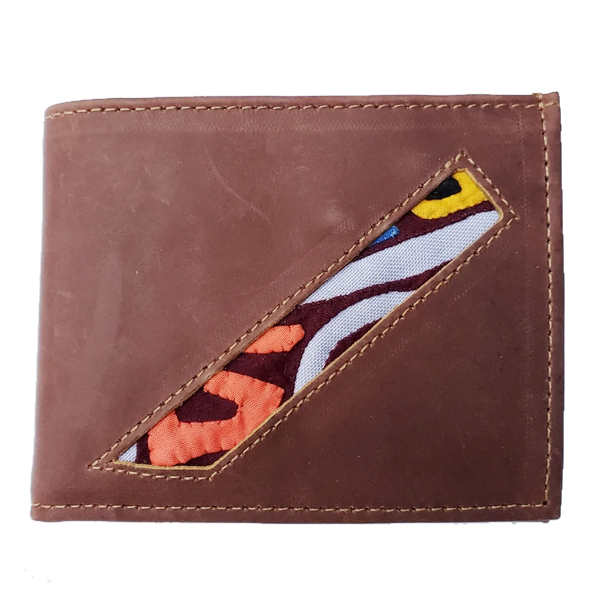Men's Suede/Leather Wallets with Mola Decoration
