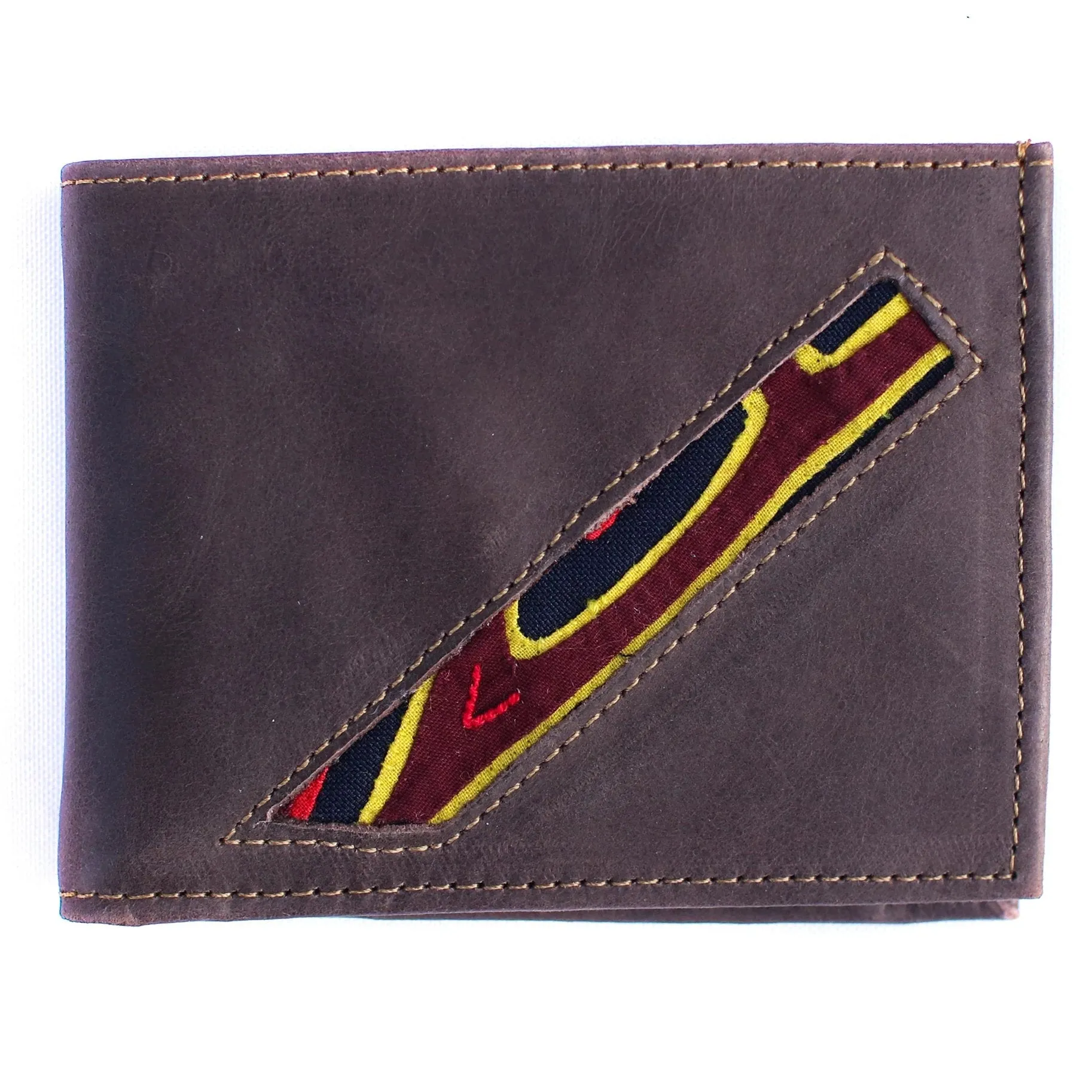 Men's Suede/Leather Wallets with Mola Decoration