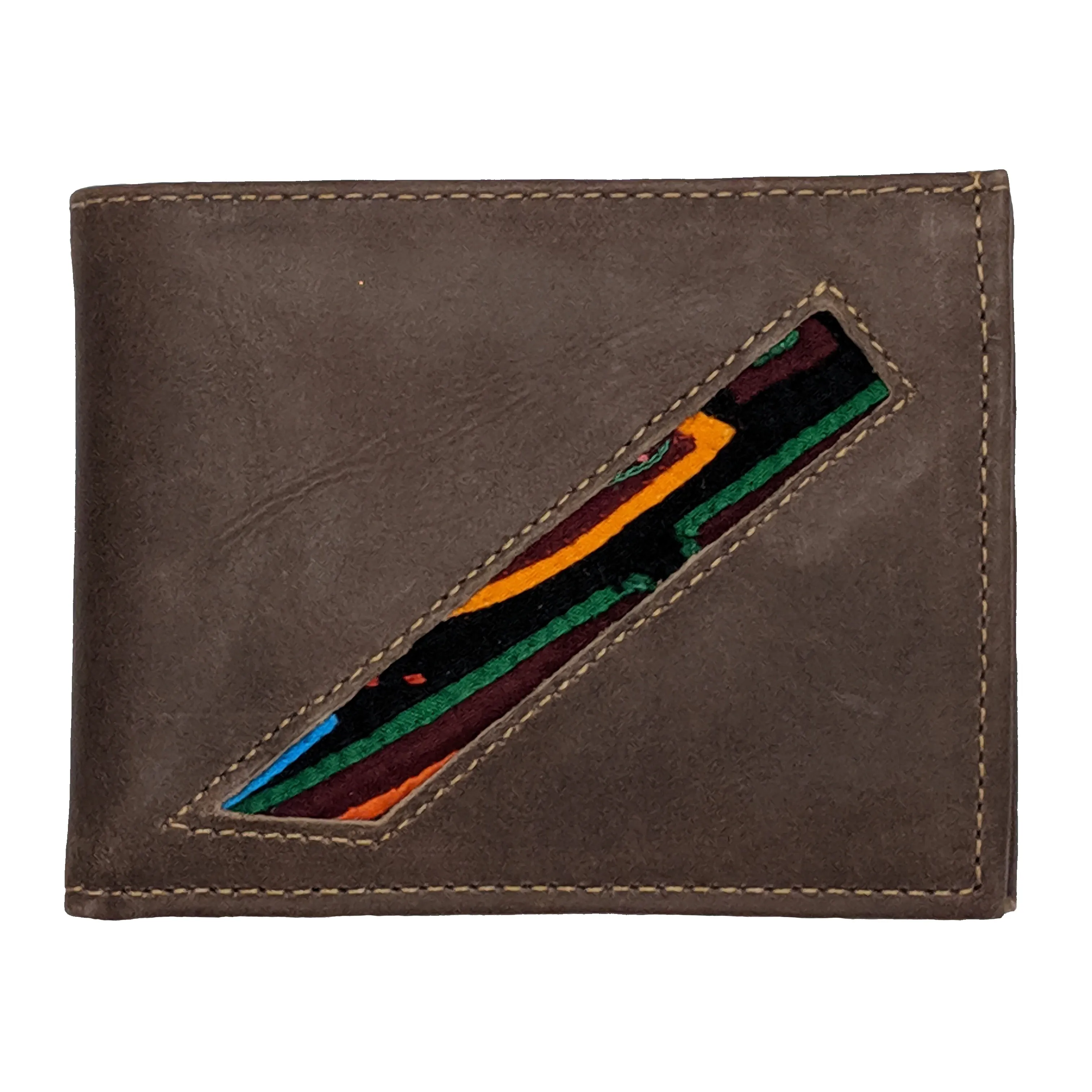 Men's Suede/Leather Wallets with Mola Decoration