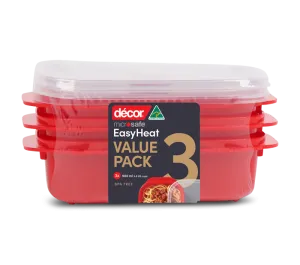 Microwavable Container, Oblong, 900ml, 3pk