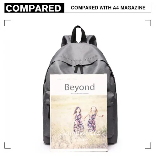 Miss Lulu Classic Large Capacity Unisex Everyday Backpack - Durable and Stylish Grey Polyester Bag for Work, School, and Travel