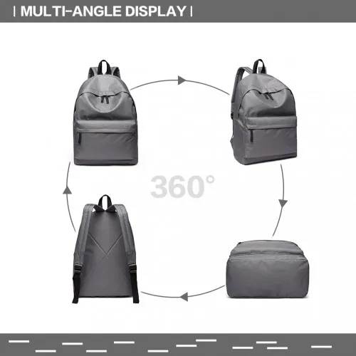 Miss Lulu Classic Large Capacity Unisex Everyday Backpack - Durable and Stylish Grey Polyester Bag for Work, School, and Travel