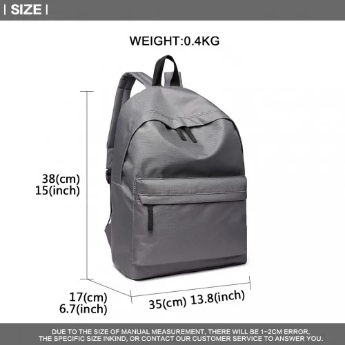 Miss Lulu Classic Large Capacity Unisex Everyday Backpack - Durable and Stylish Grey Polyester Bag for Work, School, and Travel