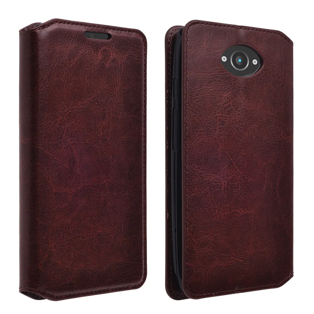 Motorola Droid Turbo | Motorola Moto Maxx | Motorola XT1254 Cases, Wrist Strap Magnetic Fold[Kickstand] Pu Leather Wallet Case with ID & Credit Card Slots - Brown