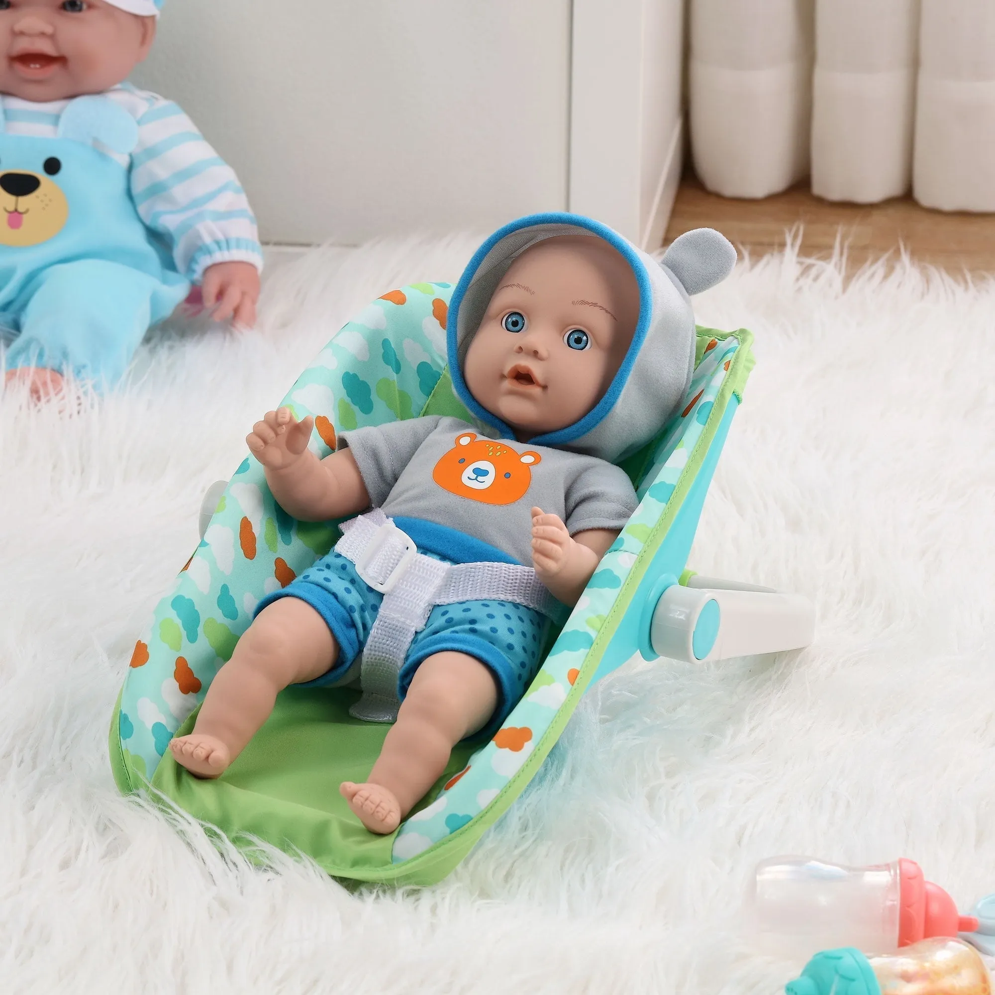 My Sweet Love 13 inch Baby Doll with Carrier and Handle Play Set,  Light Skin Tone, Blue Theme