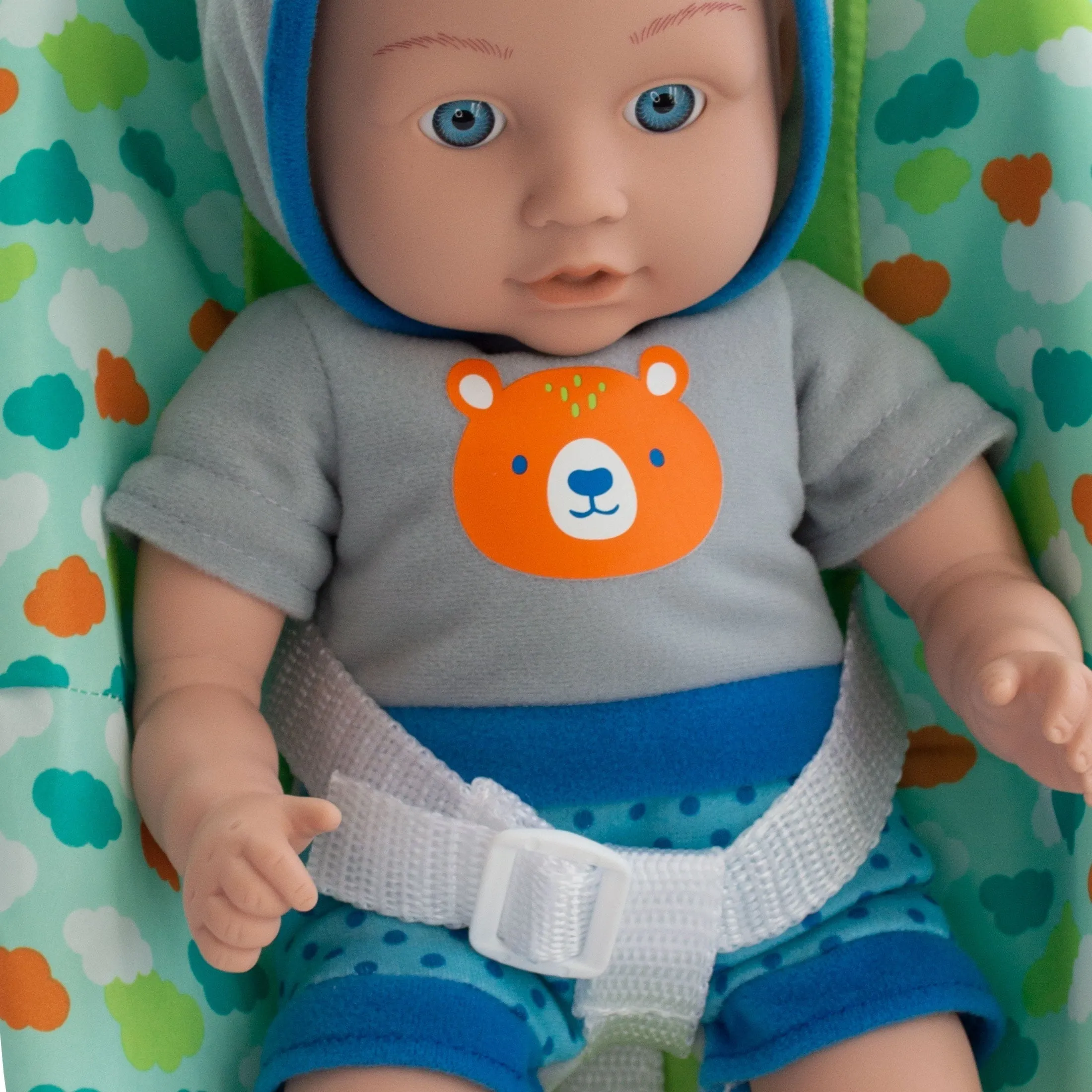 My Sweet Love 13 inch Baby Doll with Carrier and Handle Play Set,  Light Skin Tone, Blue Theme