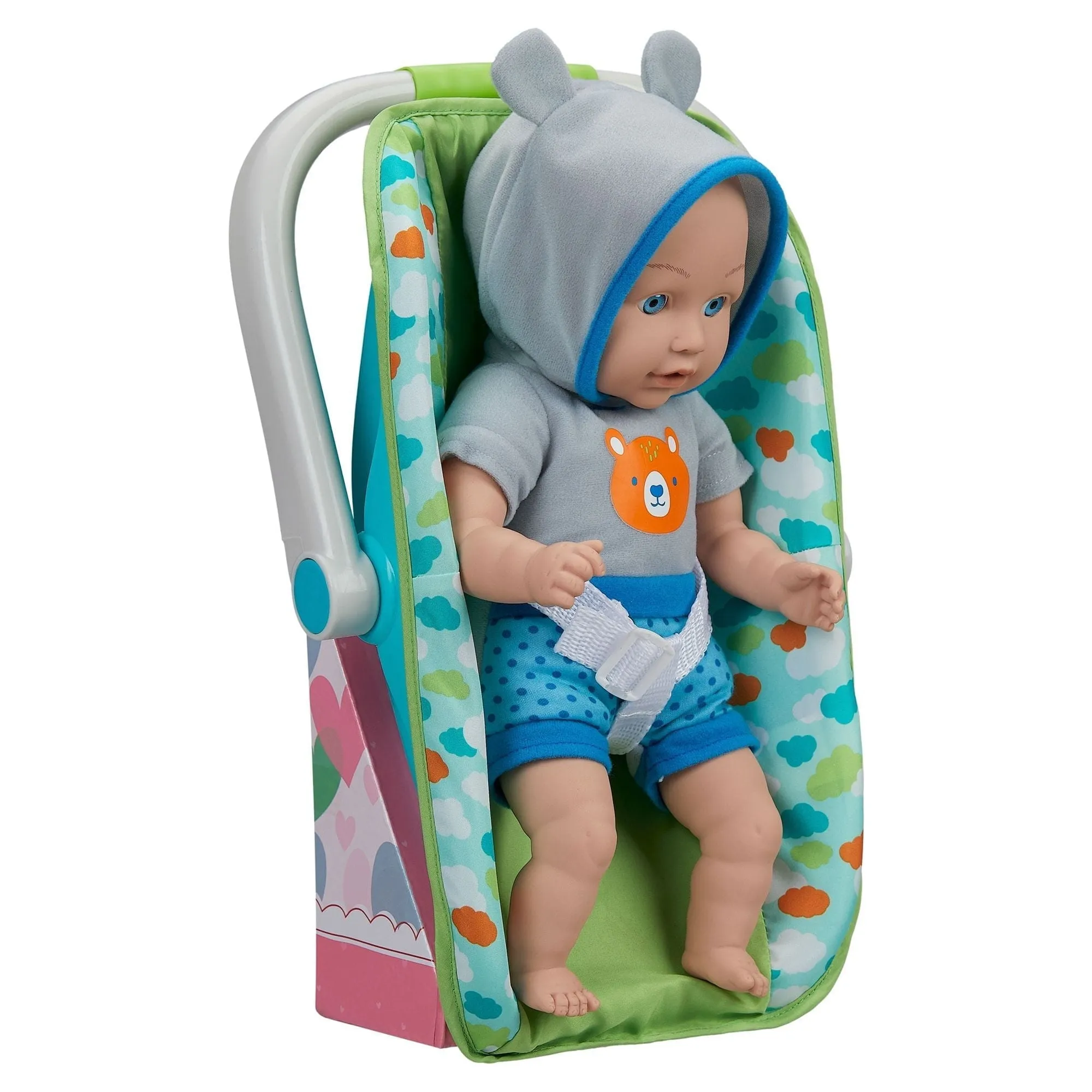 My Sweet Love 13 inch Baby Doll with Carrier and Handle Play Set,  Light Skin Tone, Blue Theme