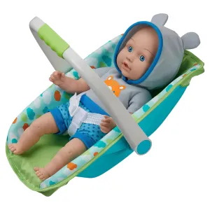 My Sweet Love 13 inch Baby Doll with Carrier and Handle Play Set,  Light Skin Tone, Blue Theme