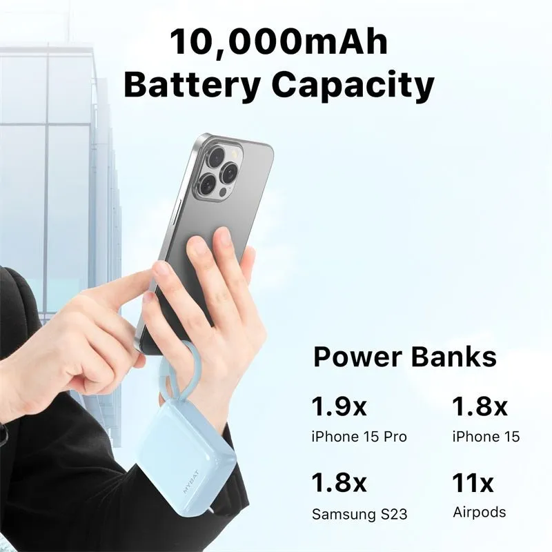 MyBat 10000mAh PowerLoop Power Bank with USB-C Cable - Pink