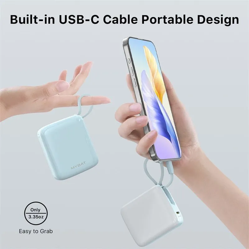 MyBat 10000mAh PowerLoop Power Bank with USB-C Cable - Pink