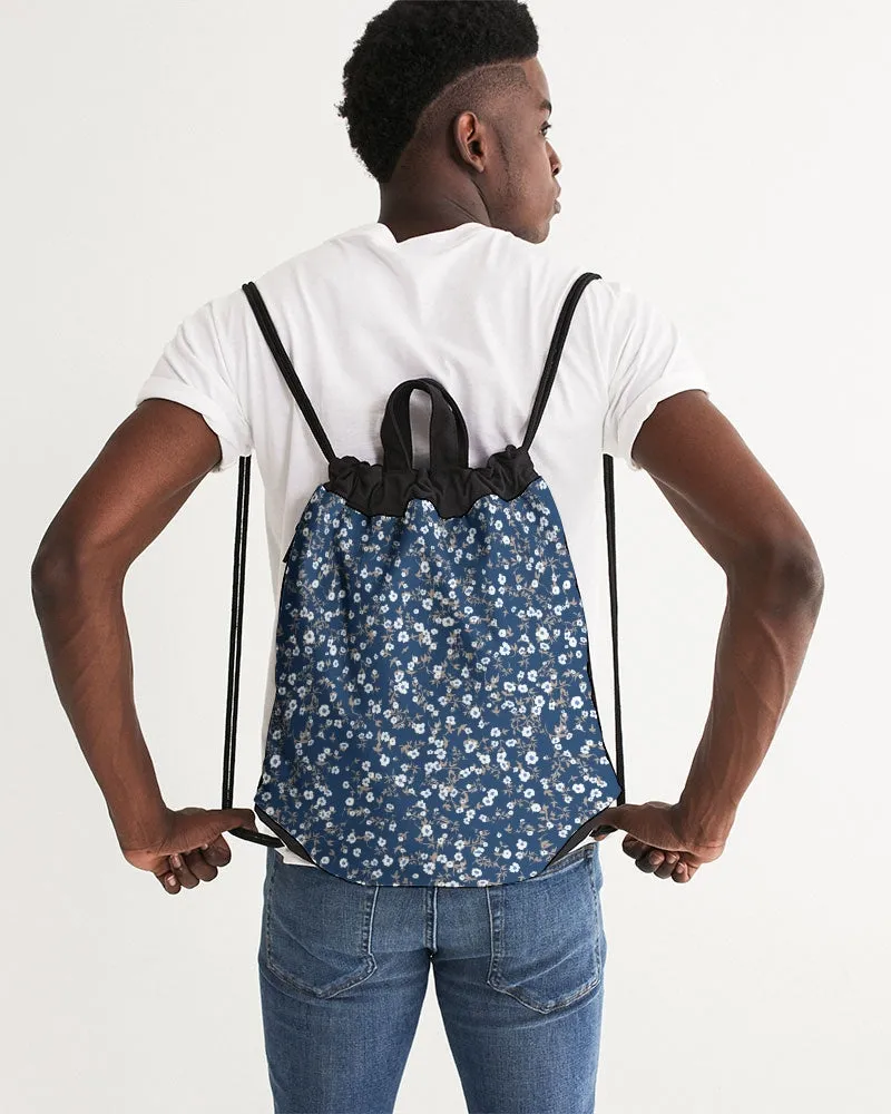 Navy Liberty Floral Canvas Drawstring Bag
