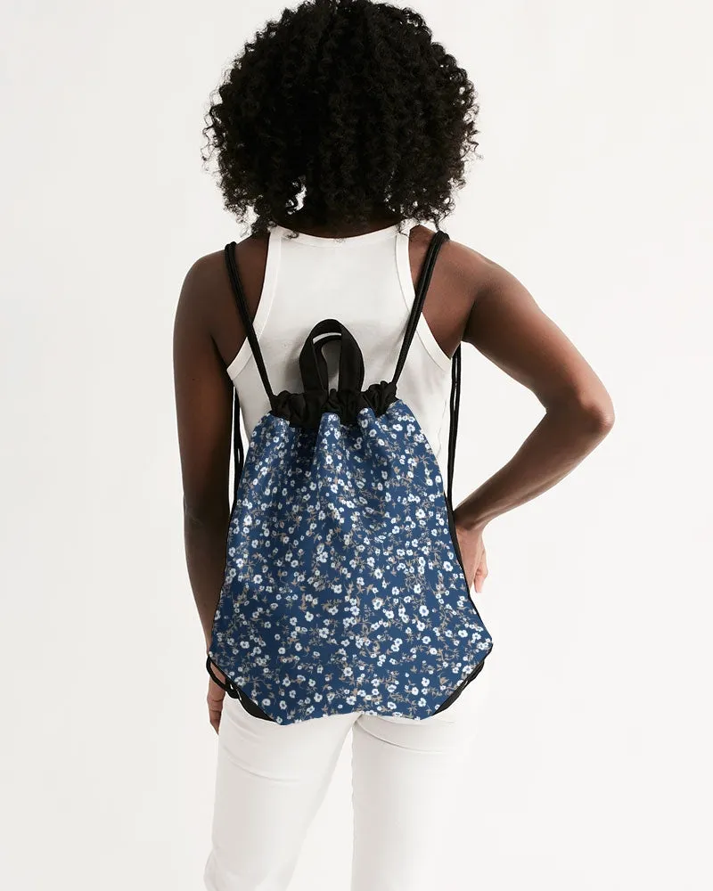 Navy Liberty Floral Canvas Drawstring Bag