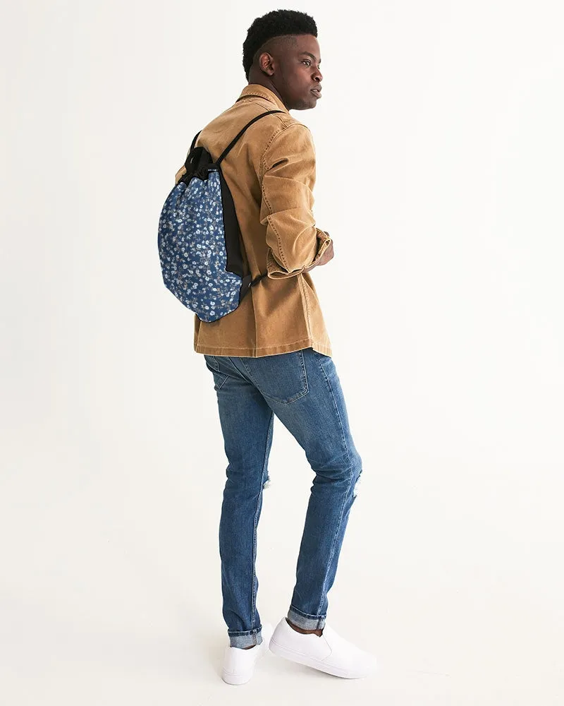 Navy Liberty Floral Canvas Drawstring Bag
